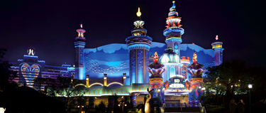 The Chimelong Ocean Kingdom at night.
